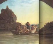 Adrian Ludwig Richter Crossing the Elbe in front of the Schreckenstein (mk10) china oil painting artist